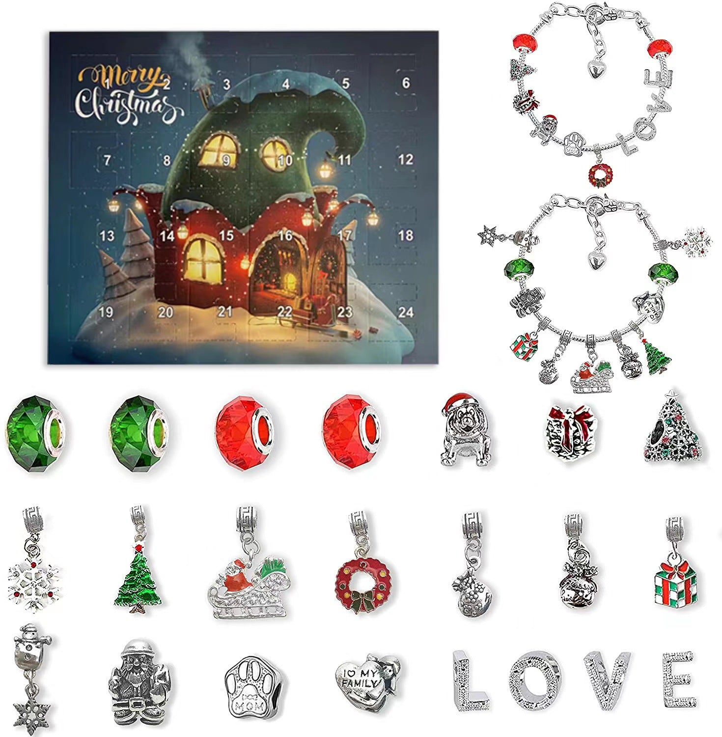 Christmas Advent Calendar Bracelets Set