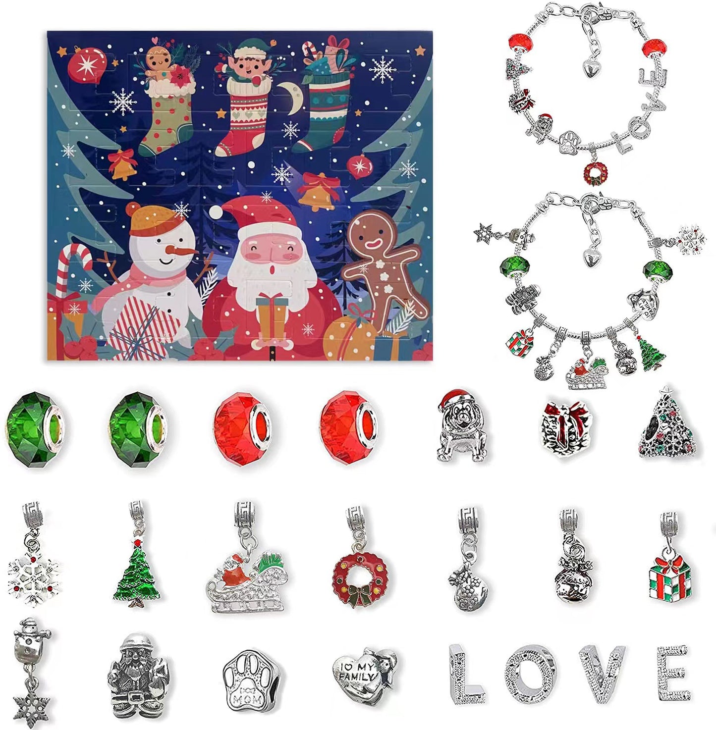 Christmas Advent Calendar Bracelets Set